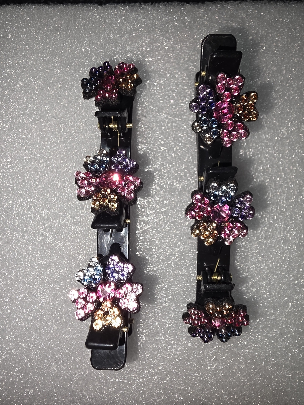 Black Hair Claw Clip Set with Purple Accent Stones